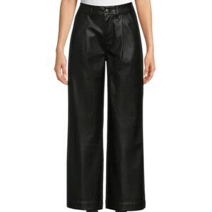 NWT Time and Tru Women's High Rise Faux Leather Wide Leg Pant, size 4